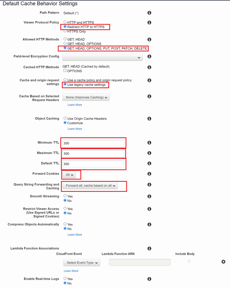 CloudFront ディストリビューションのデフォルト Behavior の設定