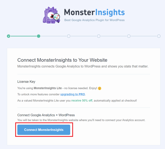 MonsterInsights に接続